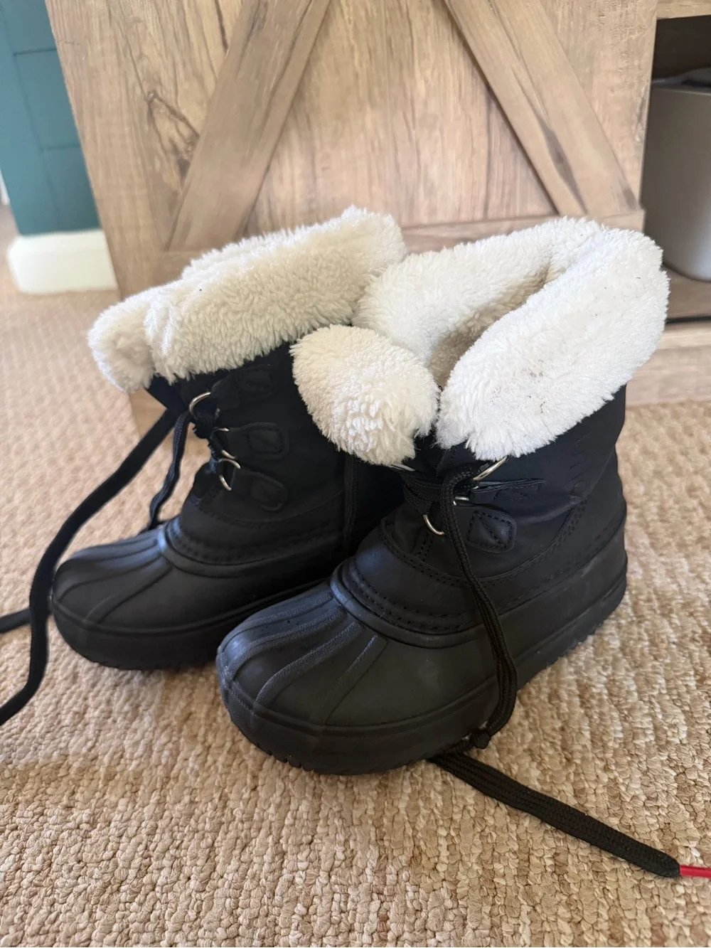 Nautica Black Winter Snow Boots with Faux Fur Collar size 11 toddler